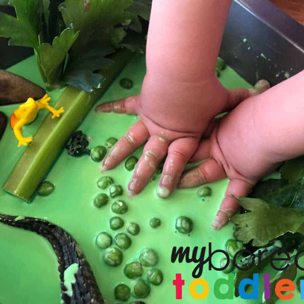 messy oobleck swamp sensory play for toddlers