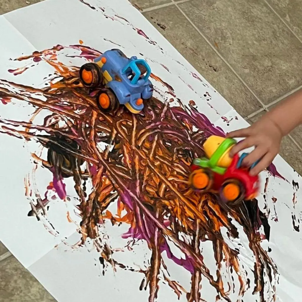 painting with cars toddler craft activity 