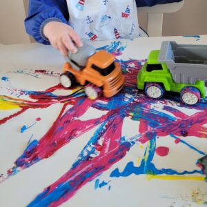 painting with trucks toddler activity - My Bored Toddler