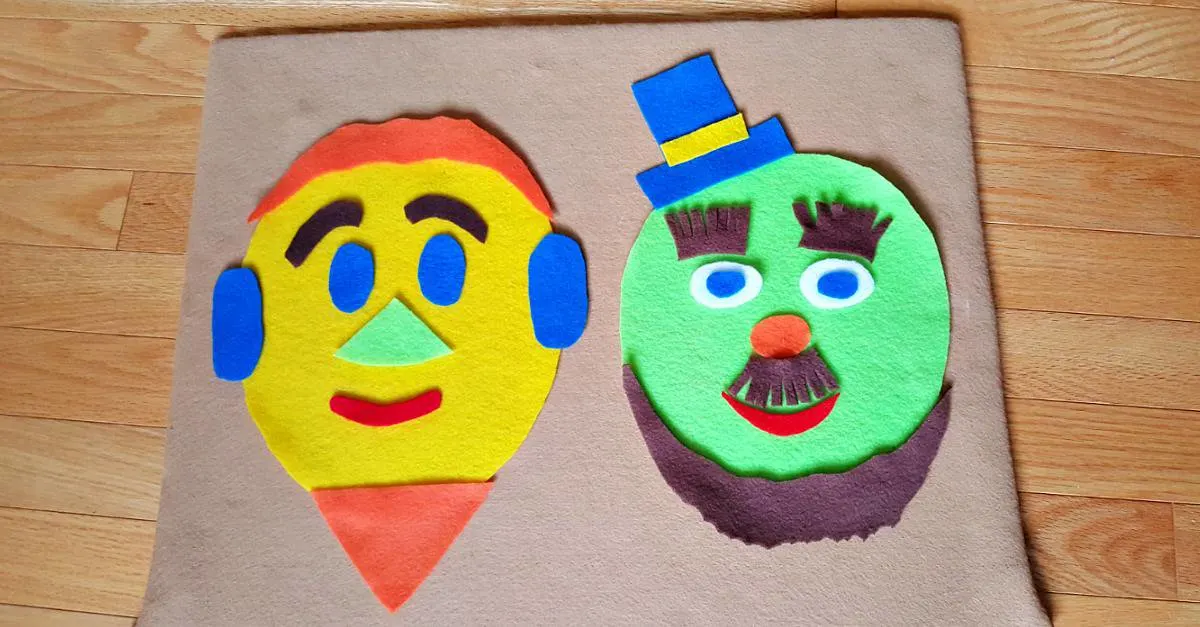 Silly faces kids can create on the felt board