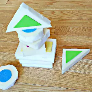 Stacking activity with foam blocks
