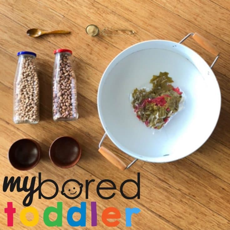 Autumn / Fall Scoop and Pour Sensory Bin - My Bored Toddler