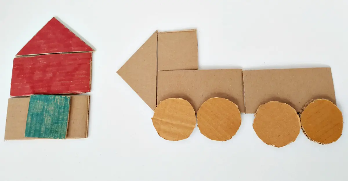 Make a house or car with cardboard shapes