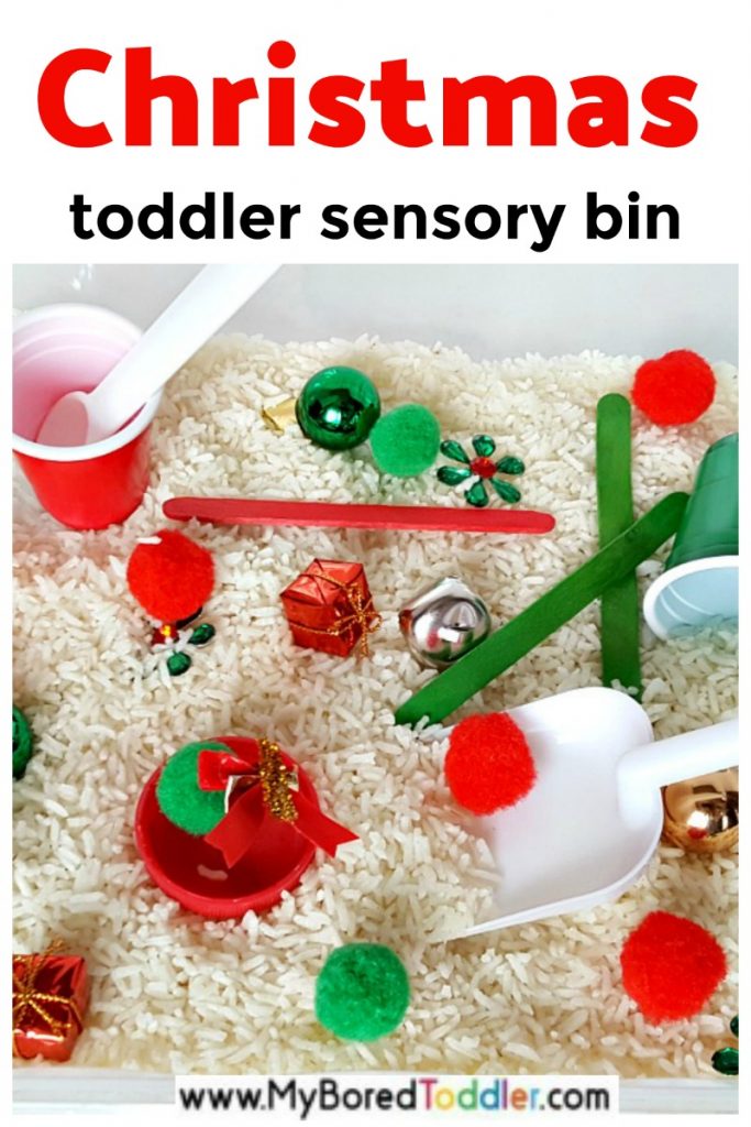 Christmas Colors Sensory Bin - My Bored Toddler Christmas Fun!