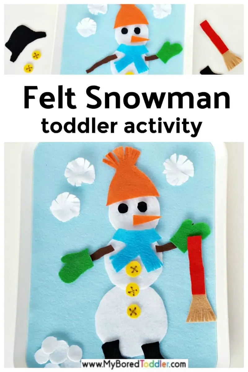 Snowman fine motor creative activity on the felt board