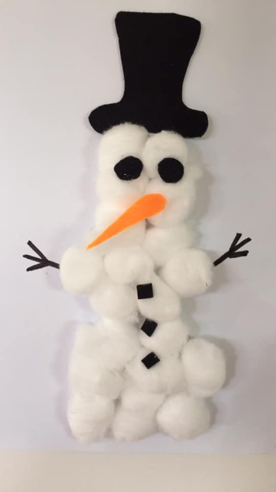 cotton ball snowman craft for toddlers My Bored Toddler