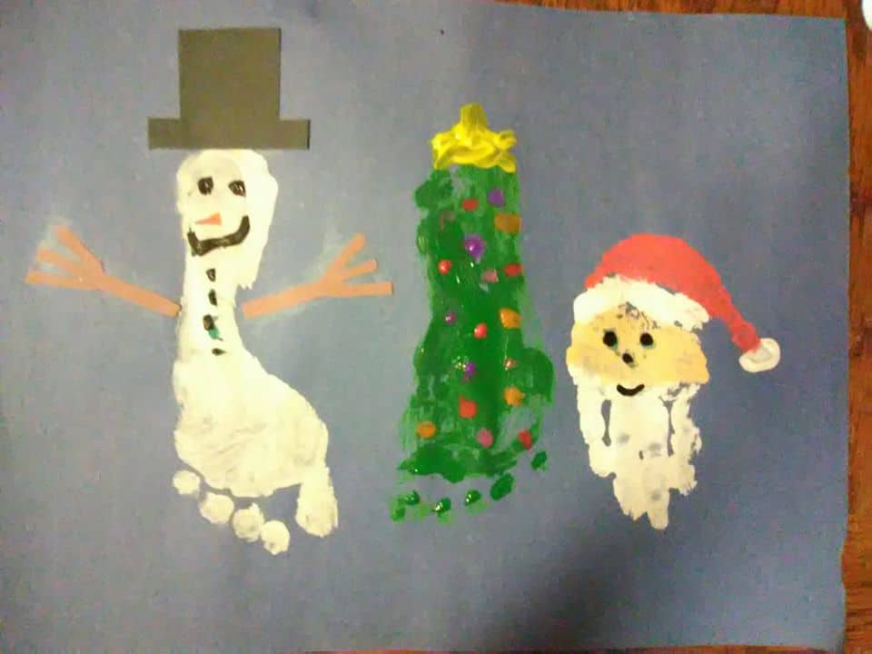 footprint Christmas art for toddlers beci - My Bored Toddler