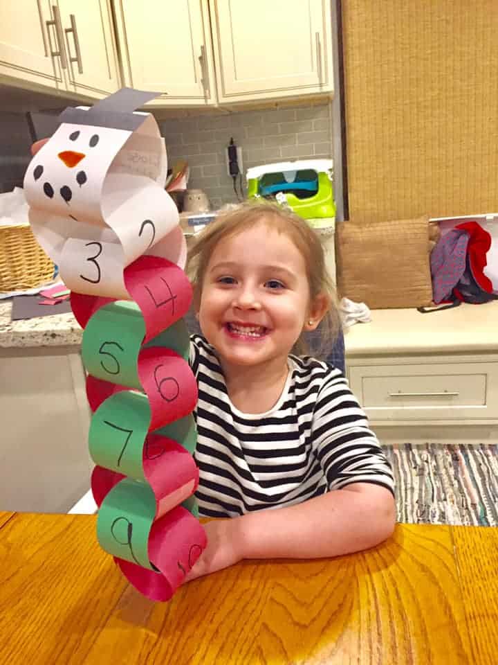 paper chain snowman toddler Christmas activity 