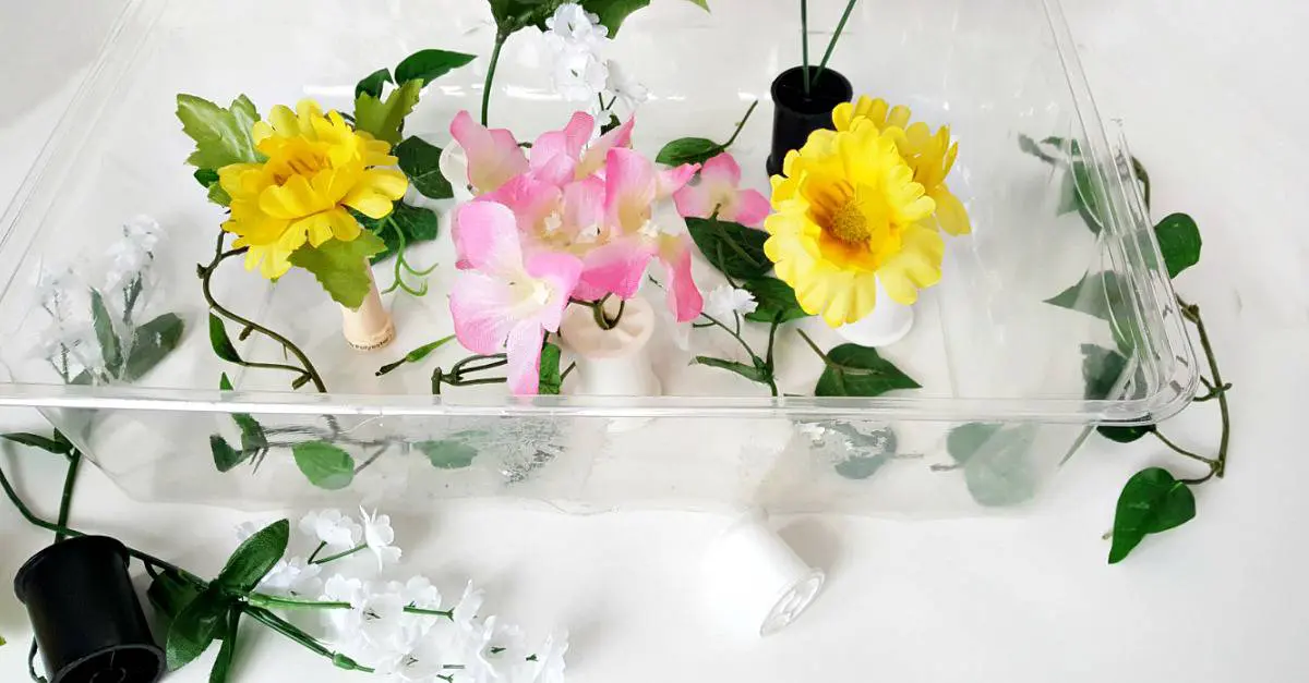 Flowers in the sensory bin toddler activity