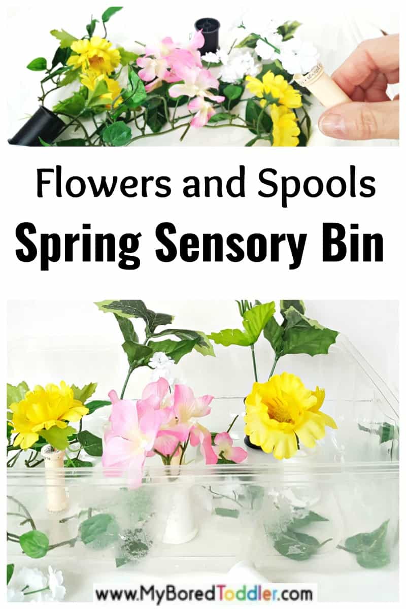 flowers spring sensory bin for toddlers and preschoolers 