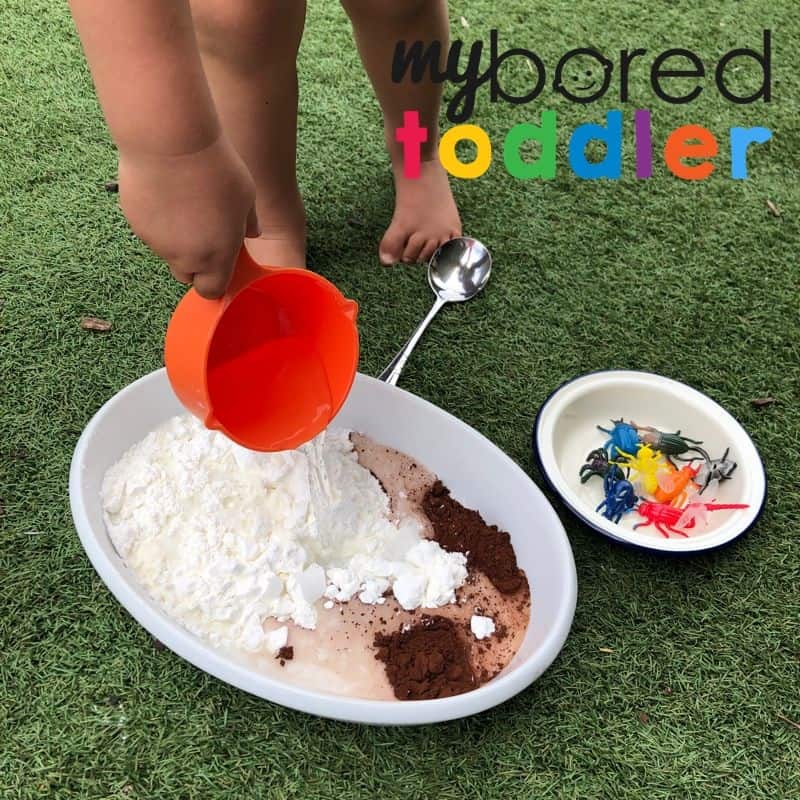 Bugs in mud sensory messy play idea for toddlers