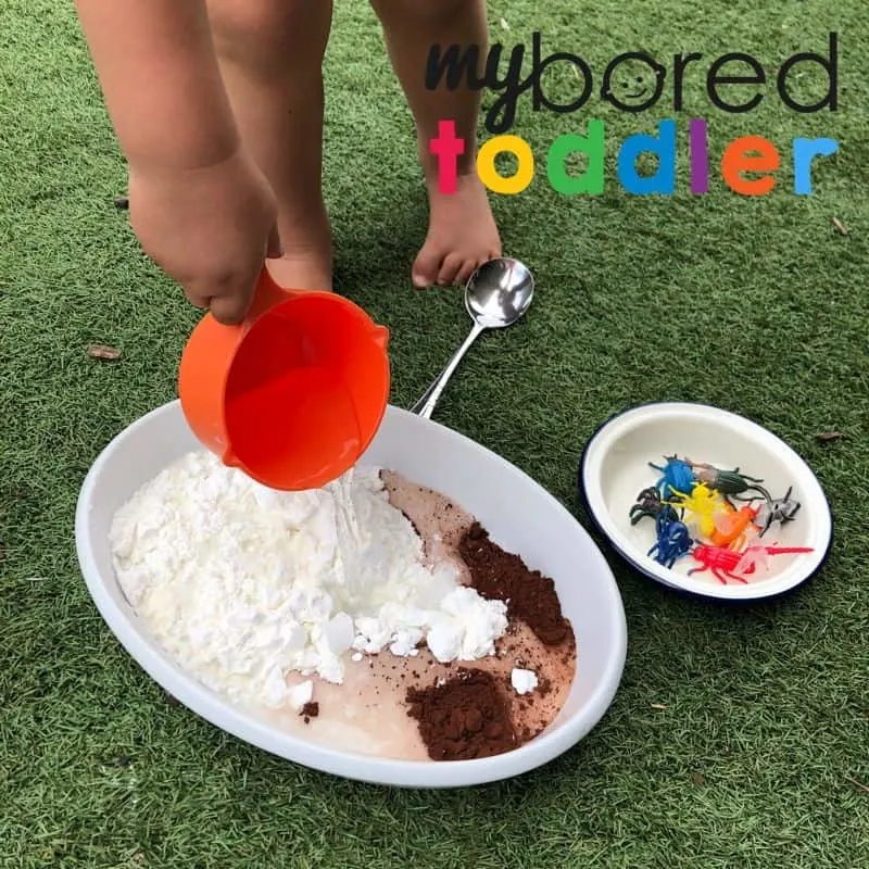 Bugs in mud sensory messy play idea for toddlers