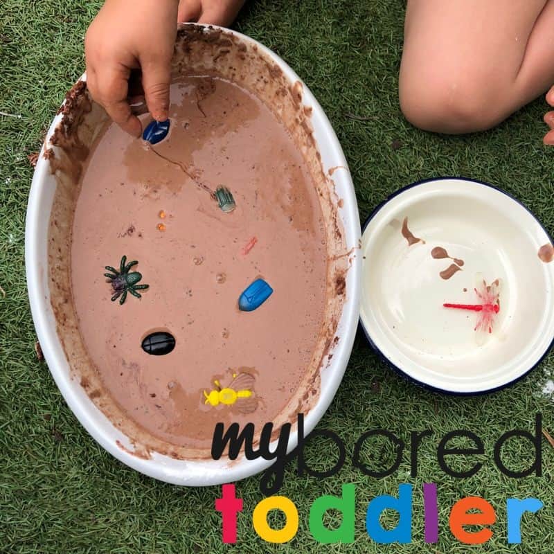 muddy bugs messy play activity idea for toddler mud oobleck