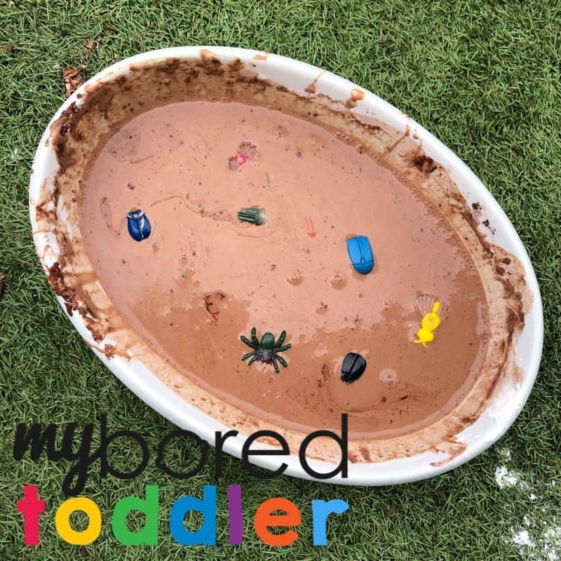 5 Bugs in mud play idea for toddler - My Bored Toddler