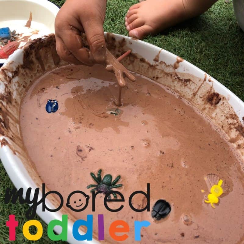 Bugs in mud small world play messy play idea for toddlers