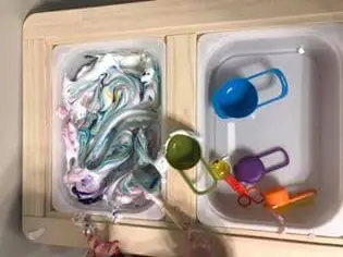 shaving cream sensory bin