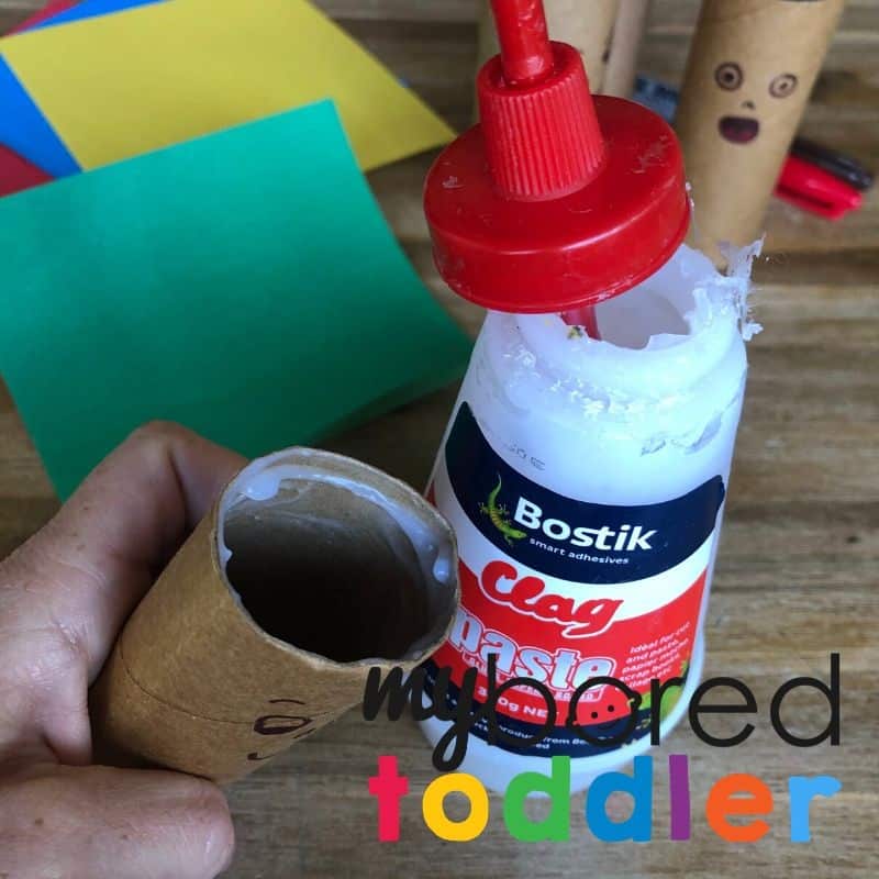 crazy hair toilet roll craft for toddlers step 2