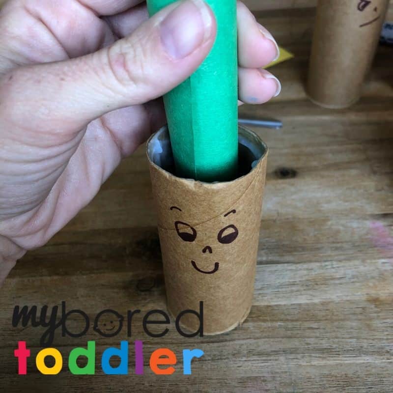 crazy hair toilet roll craft idea for toddlers to do at home step 3