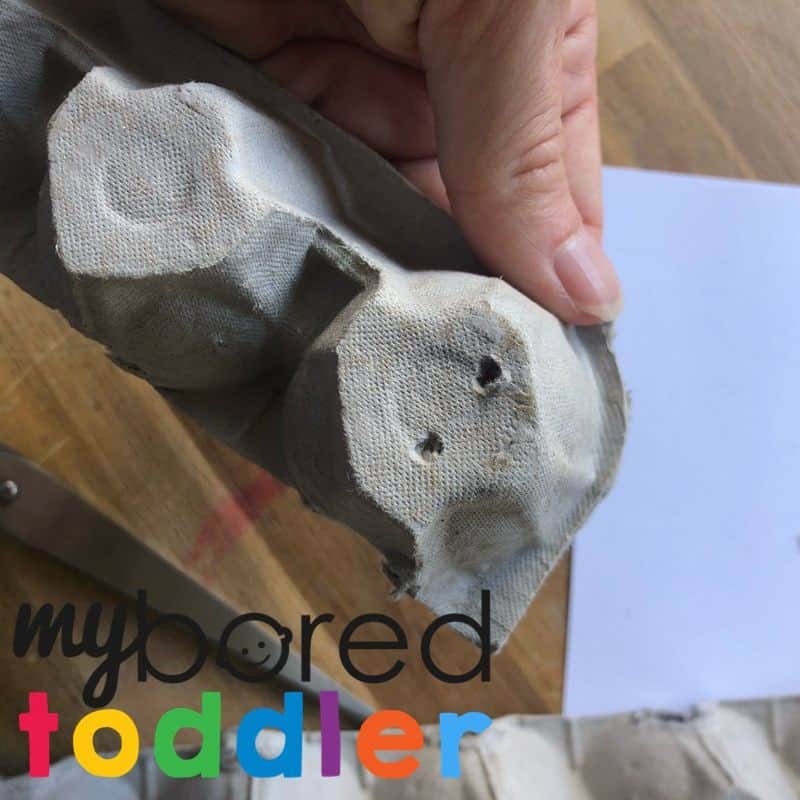 egg carton caterpillar toddler craft step 2