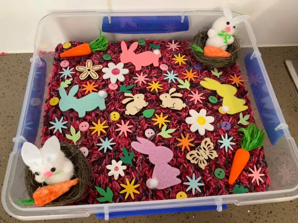 Rabbit Sensory Bin and Small World Play - Fun-A-Day!