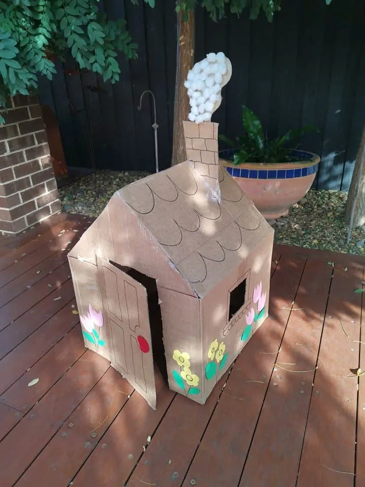 cardboard playhouse with chimney 