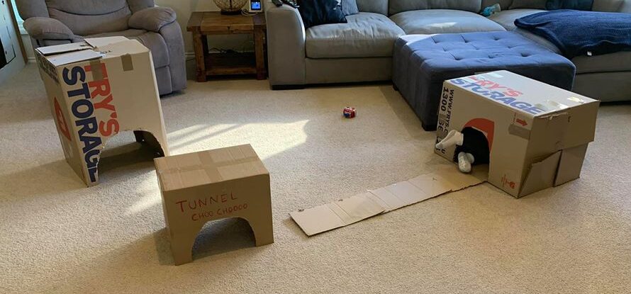 train tunnel cardboard box