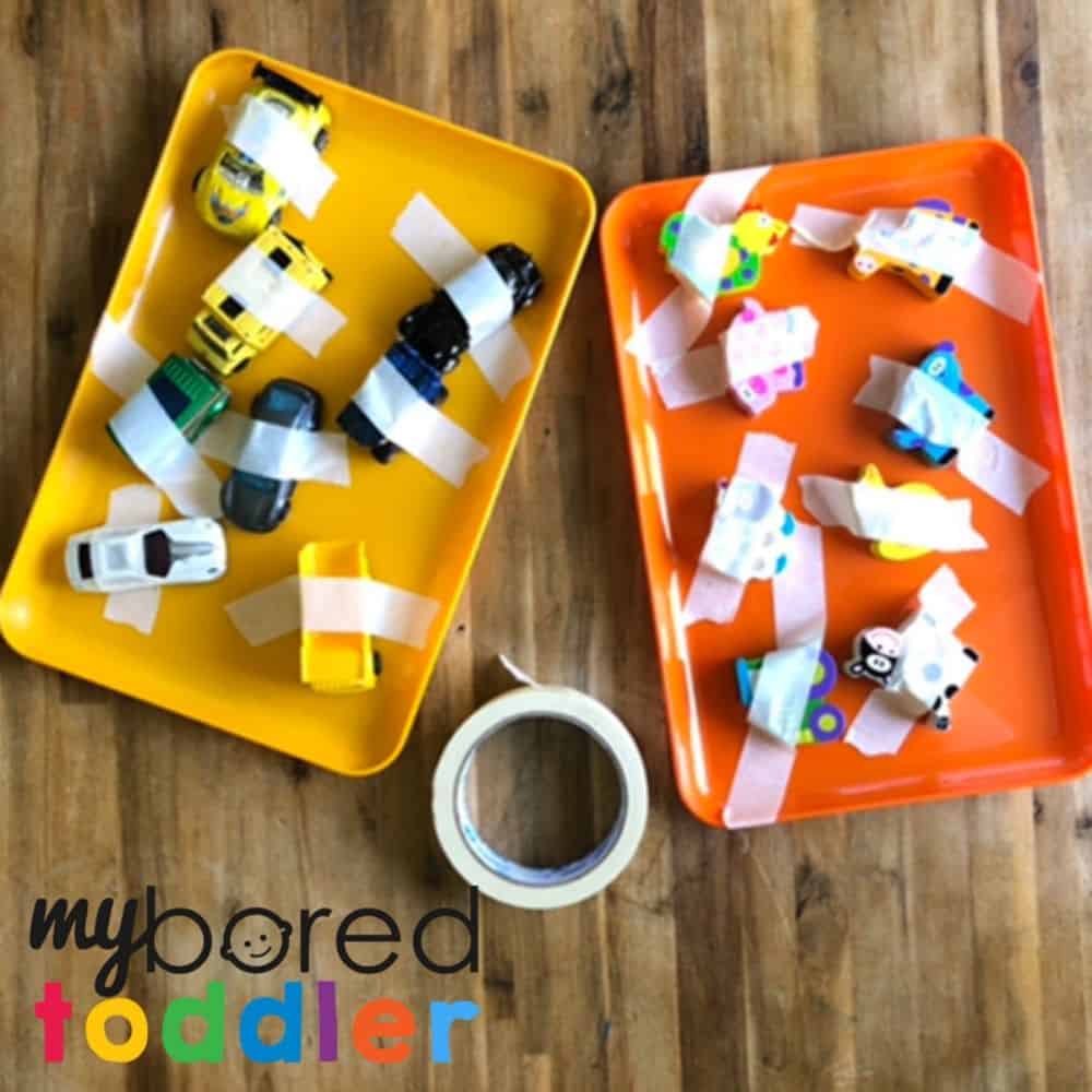 Colored Tape Race Tracks - My Bored Toddler Gross Motor Skill Activity!