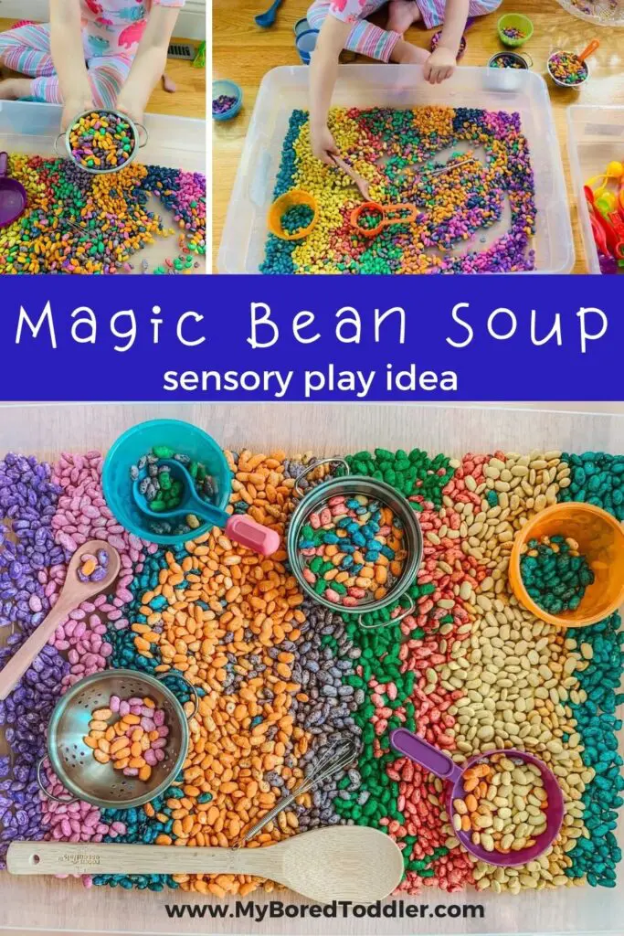 colored beans sensory bin idea pinterest 2