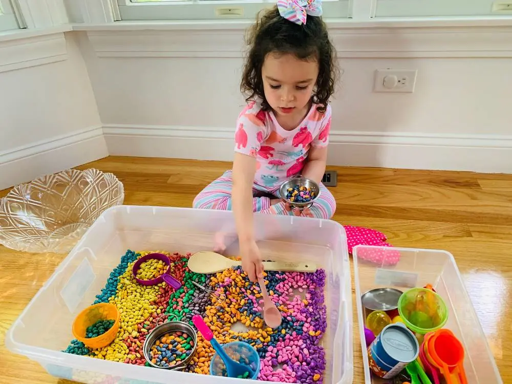 magic bean sensory bin