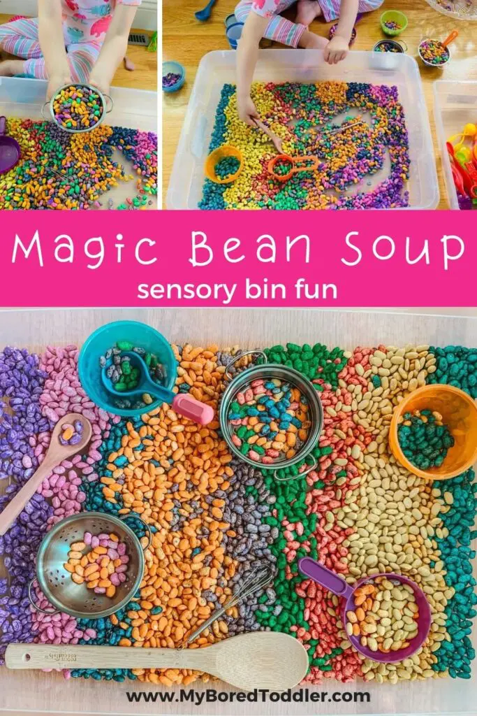 magic bean soup sensory bin for toddlers and preschoolers pinterest