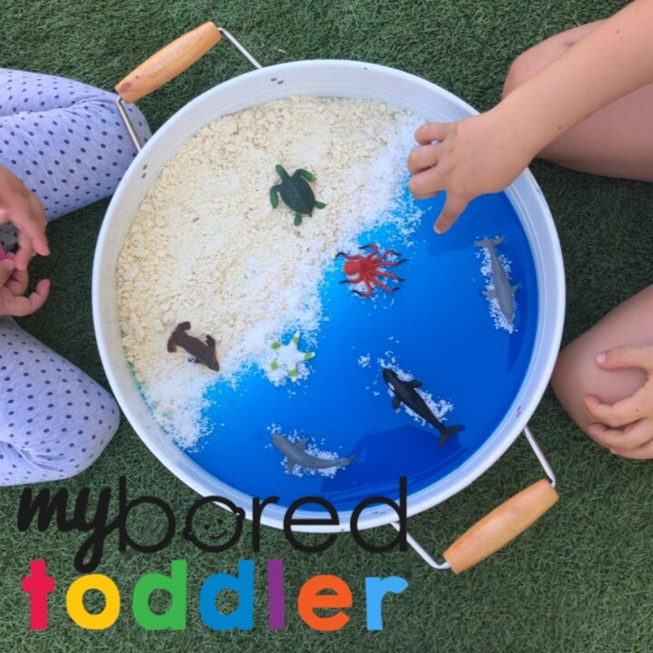 At the Beach Sensory Bin Idea - My Bored Toddler