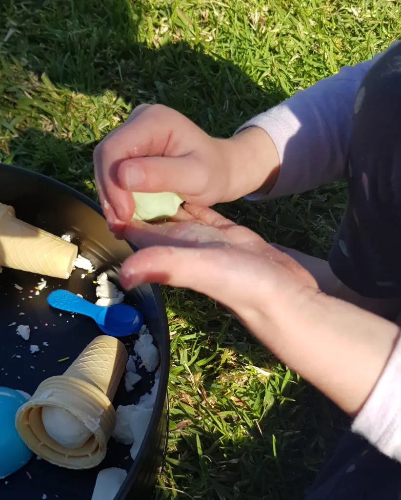 ice cream dough sensory tub