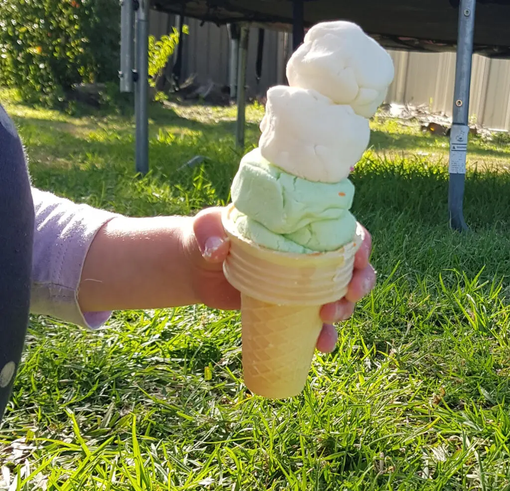 ice cream pretend play sensory tub