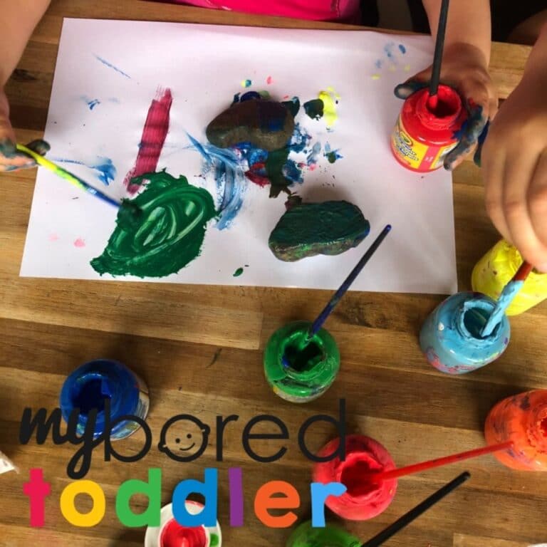 Rock Monsters - My Bored Toddler Painting with Toddlers!