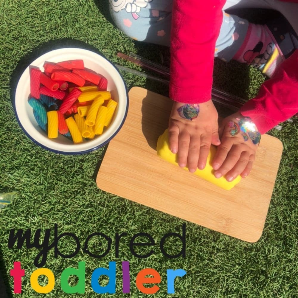 Straws and Spools Fine Motor Activity - My Bored Toddler