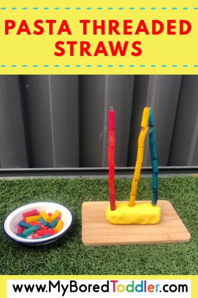 Straws and Spools Fine Motor Activity - My Bored Toddler