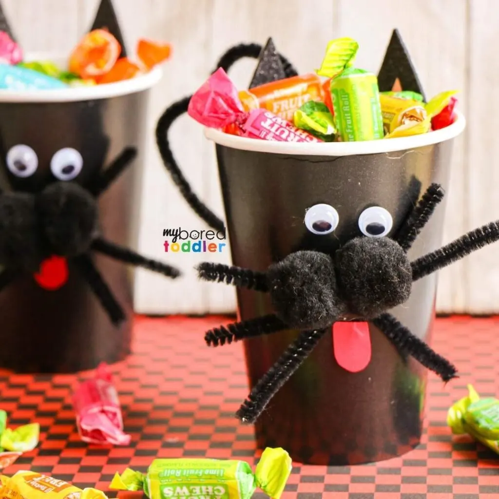 Black cat Halloween treat cup