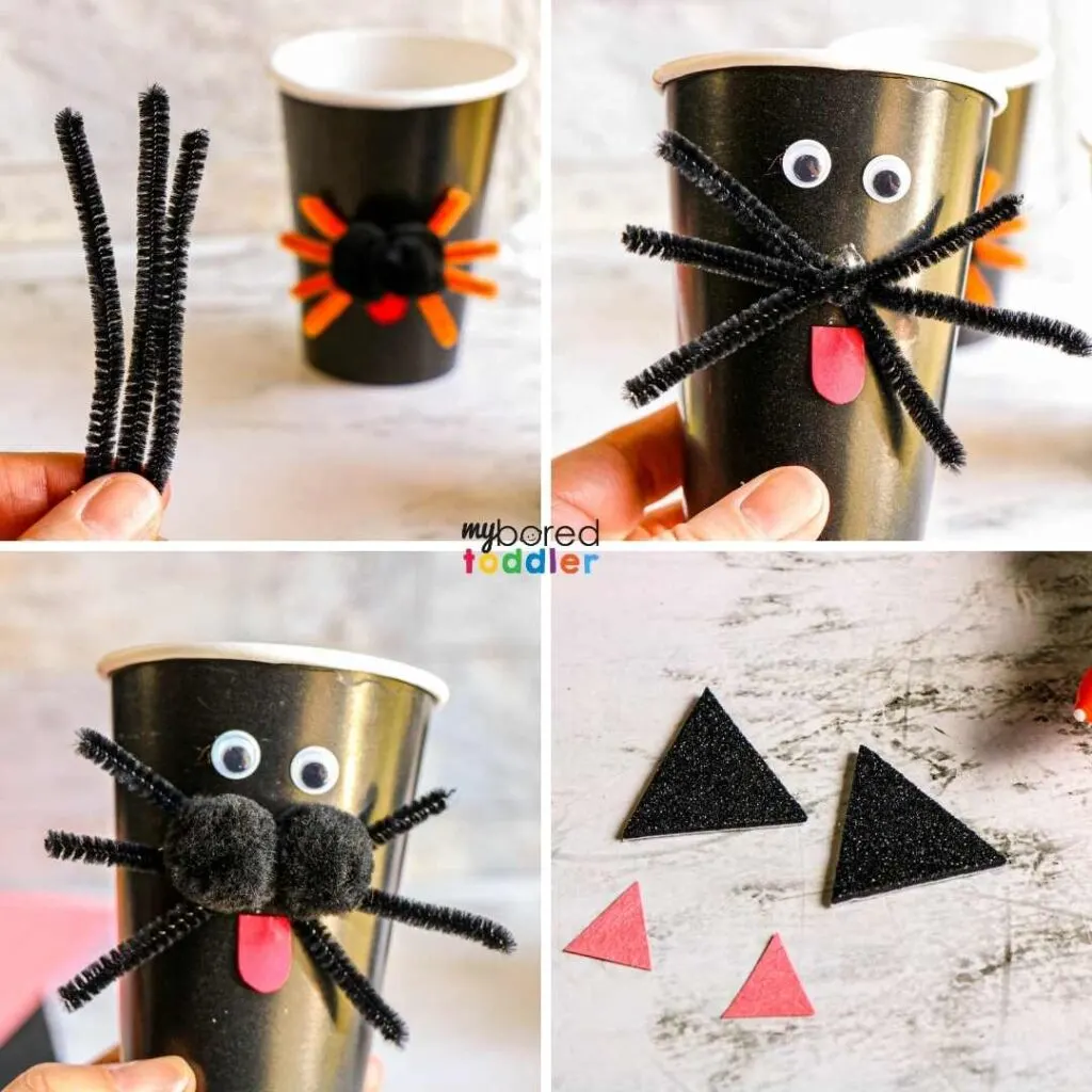 how to make black cat treat cups for Halloween 1