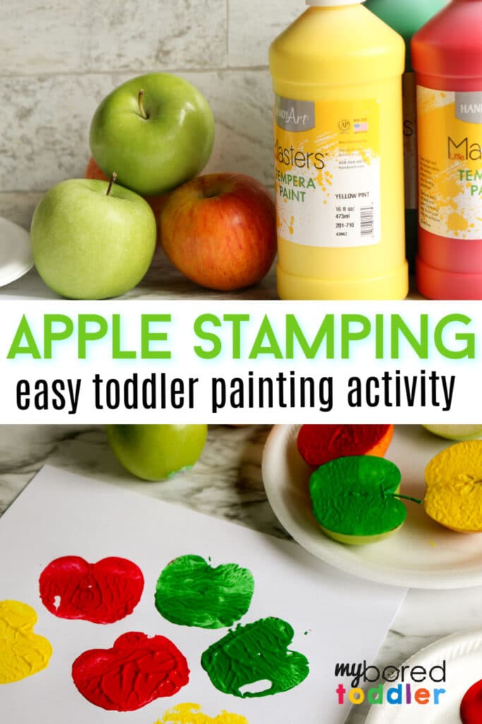 apple stamping fall activity painting for toddlers