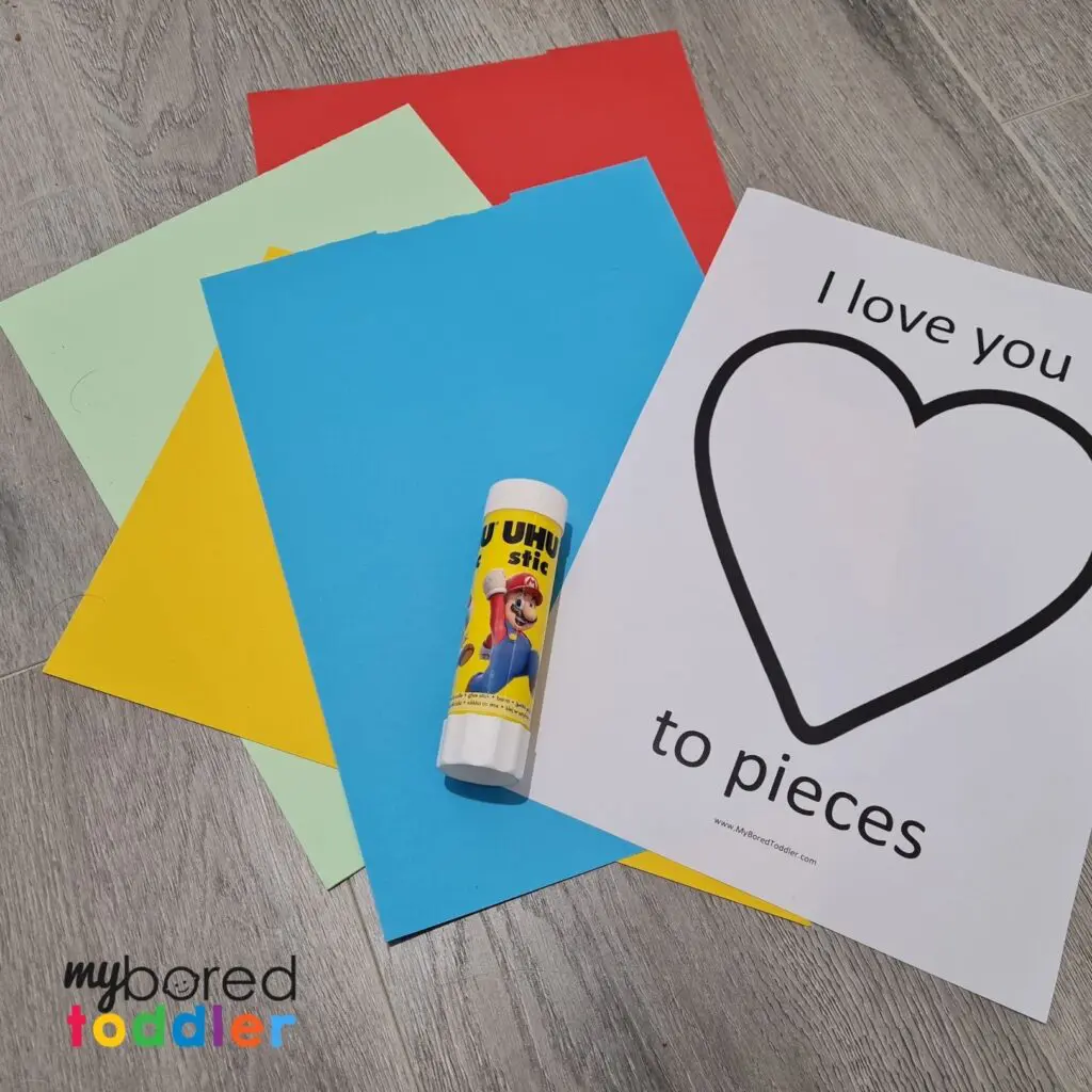 I love you to pieces valentine's day craft toddlers template what you need