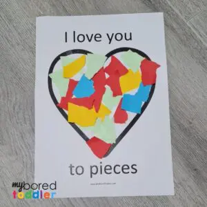 i love you to pieces printable template for Valentine's Day for toddlers