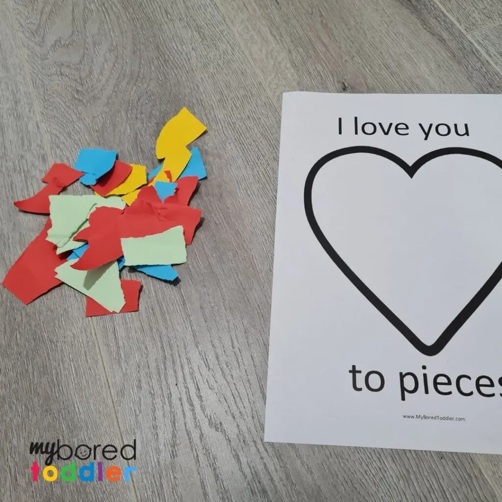 i love you to pieces valentine's day template step 2 toddler craft