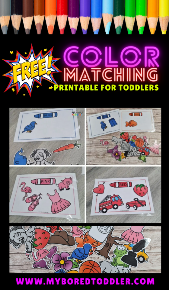 Color Matching Free Printable for Toddlers 3 - My Bored Toddler
