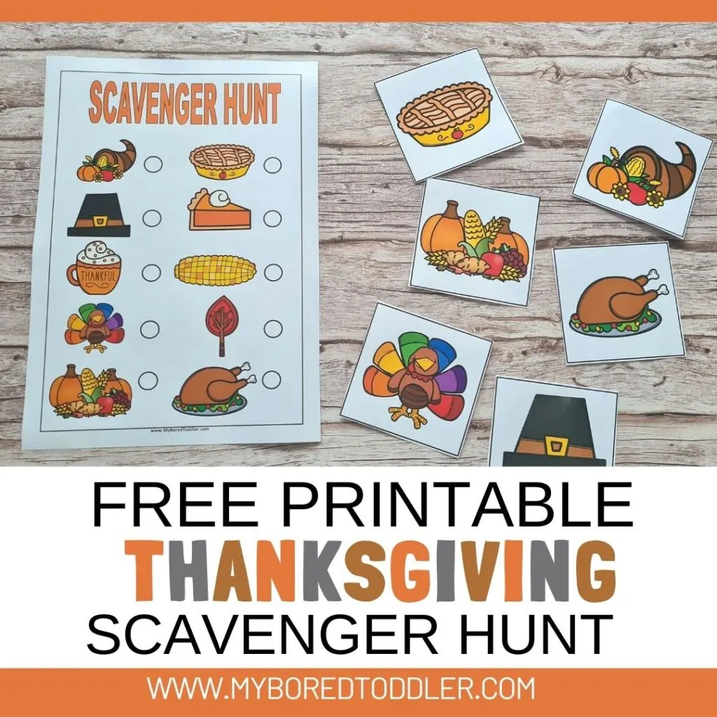 thanksgiving scavenger hunt for toddlers and preschoolers free printable