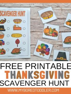 thanksgiving scavenger hunt for toddlers and preschoolers free printable