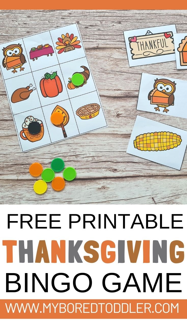 free printable Thanksgiving Bingo Game for Toddlers and Preschoolers