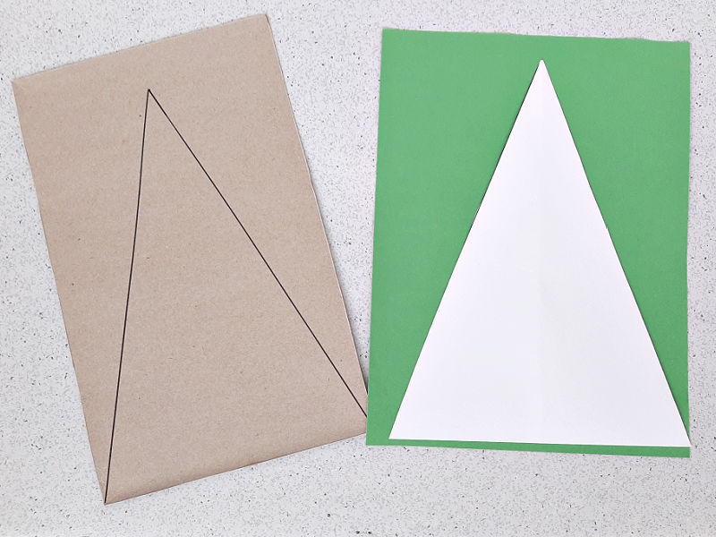Triangular Construction Paper Trace the triangle template on construction paper - My Bored Toddler