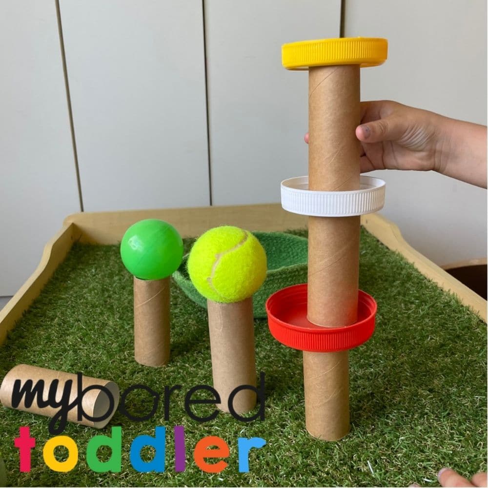 Toilet Tube Ball Balancing - My Bored Toddler Hands-on fun!