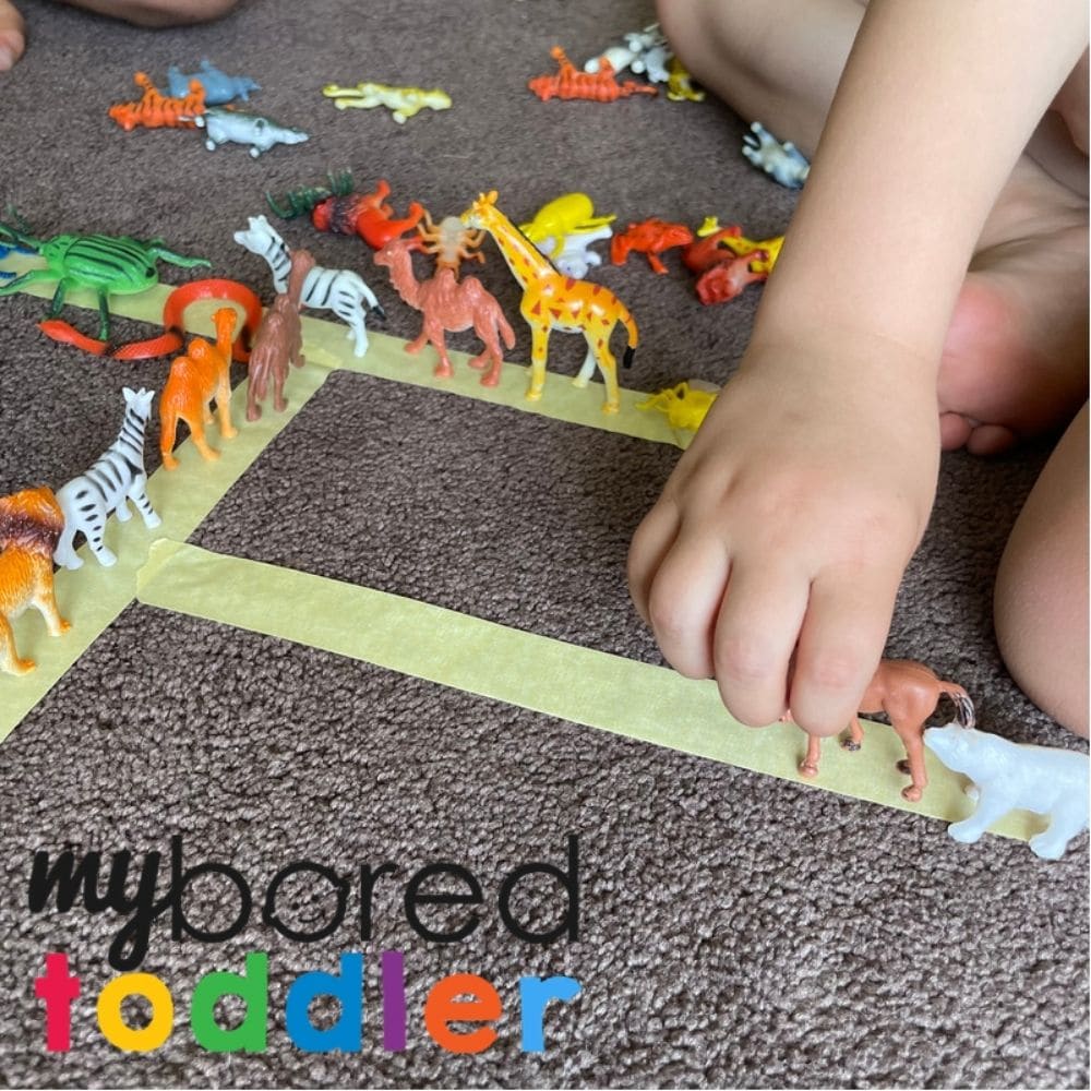 Colored Tape Race Tracks - My Bored Toddler Gross Motor Skill