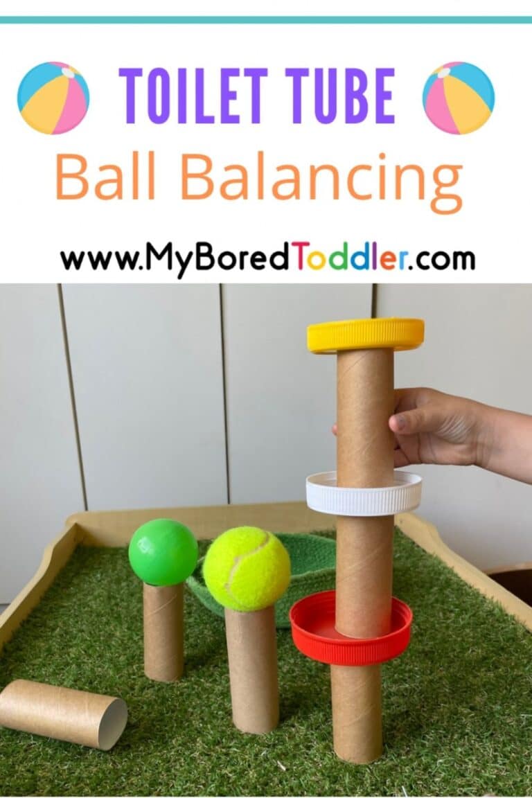 Toilet Tube Ball Balancing - My Bored Toddler Hands-on fun!